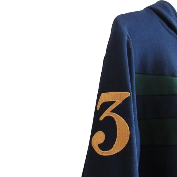 Polo Ralph Lauren Men’s Navy Blue Gold Crest Double Knit Hoodie Sweatshirt Small - Picture 6 of 12